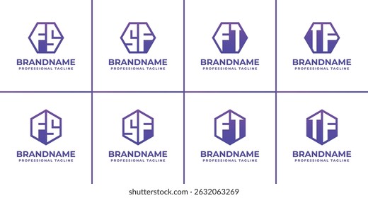 Letras FS SF FT TF Hexagon Logo Set, adecuado para negocios con iniciales FS SF FT TF