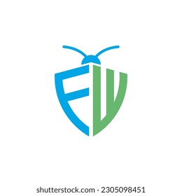 Logotipo de control de plagas de las letras FW