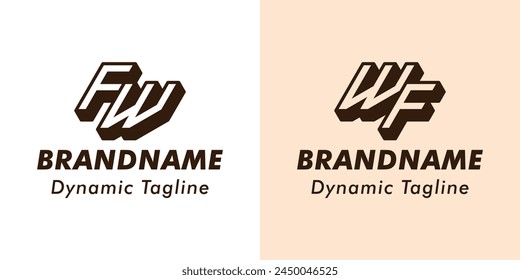 Letters FW and WF 3D Monogram Logo, Suitable for business with FW or WF initials