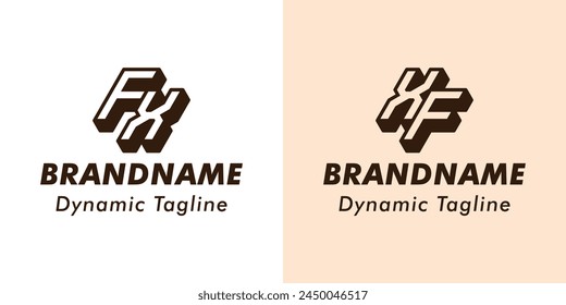 Buchstaben FX und XF 3D Monogram Logo, geeignet für Geschäfte mit FX oder XF Initialen