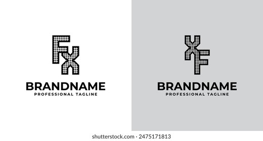 Letters FX and XF Dot Monogram Logo, Suitable for business with FX or XF initials