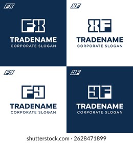 Letras FX XF FY YF Quadrado e Conjunto de Logotipos Dinâmicos