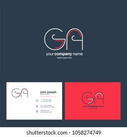 Letters G A, G & A joint logo icon with business card vector template.