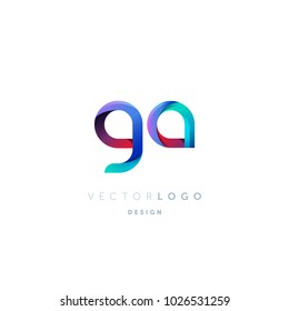 Letters G A, G & A logo, multi colour letters icon vector template.