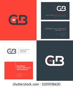 Letters G B, G & B joint logo icon with business card vector template.