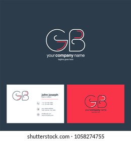 Letters G B, G & B joint logo icon with business card vector template.