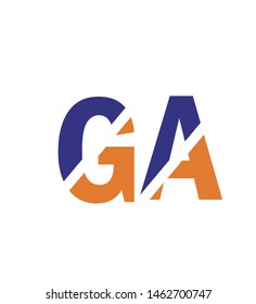 
letters g and a in blue and orange