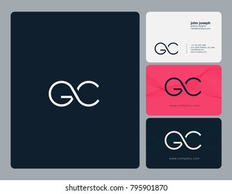 Letters G C, G&C joint logo icon with business card vector template.

