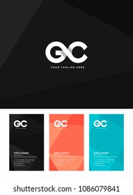 Letters G and C joint logo icon with business card vector template.
