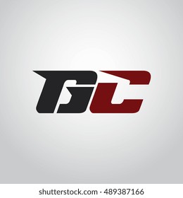 The letters G and C logo automotive black and red colored
