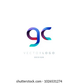 Letters G C, G & C logo, multi colour letters icon vector template.