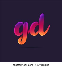 Letters G D, G & D 3D logo, multi colour gradient letters icon vector template.