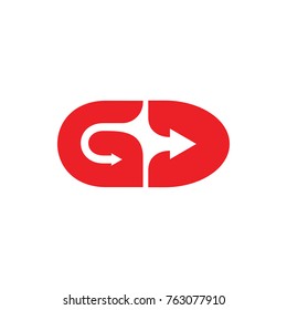 letters g d with arrows design logo vector
