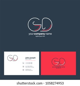 Letters G D, G & D joint logo icon with business card vector template.