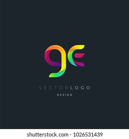 Letters G E, G & E logo, multi colour letters icon vector template.