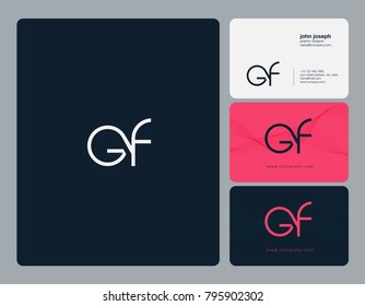 Letters G F, G&F joint logo icon with business card vector template.
