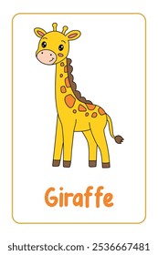 A letra G é para girafa. Animal Flashcard printable aprender letras Alfabeto abc Inglês para crianças educação e atividade de jogo. Planilhas de jardim de infância e pré-escola imprimíveis para crianças.