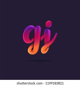 Letters G J, G & J 3D logo, multi colour gradient letters icon vector template.