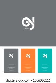 Letters G and J joint logo icon with business card vector template.
