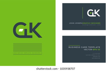 Letters G K G & K joint logo icon with business card vector template.