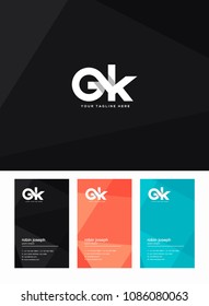 Letters G and K joint logo icon with business card vector template.
