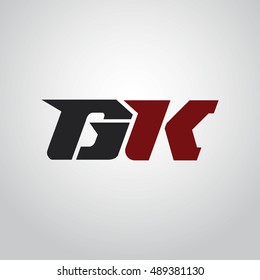 The letters G and K logo automotive black and red colored