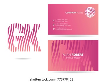 Letters G K Logo icon with Business Card Template Vector.