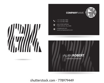 Letters G K Logo icon with Business Card Template Vector.