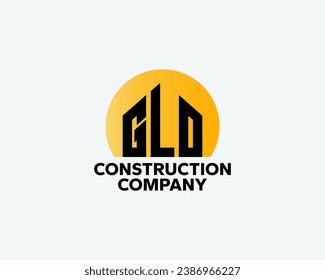 The letters G, L and D logo form a house on a gold background. Suitable for construction and development companies.