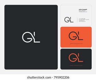 Letters G L, G&L joint logo icon with business card vector template.
