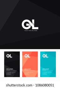 Letters G and L joint logo icon with business card vector template.
