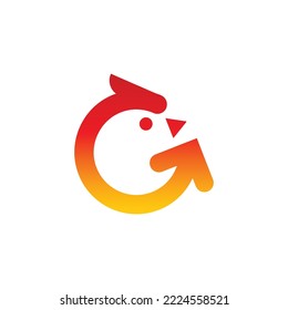 letters G logo with chick, Letter G logo bird icon template, G logo design with chick