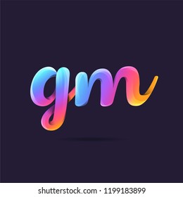 Letters G M, G & M 3D logo, multi colour gradient letters icon vector template.