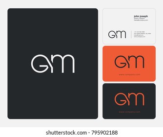 Letters G M, G&M joint logo icon with business card vector template.
