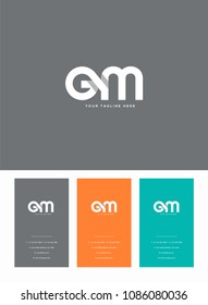 Letters G and M joint logo icon with business card vector template.
