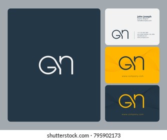 Letters G N, G&N joint logo icon with business card vector template.
