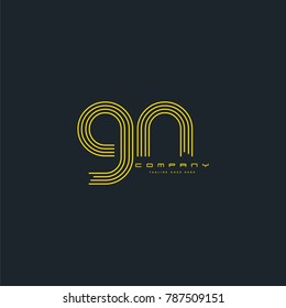 Letters G N joint line logo icon. Stroke letter vector element.

