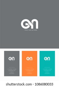 Letters G and N joint logo icon with business card vector template.
