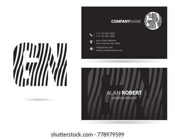 Letters G N Logo icon with Business Card Template Vector.
