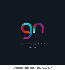 Letters G N, G & N logo, multi colour letters icon vector template.