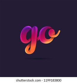 Letters G O, G & O 3D logo, multi colour gradient letters icon vector template.