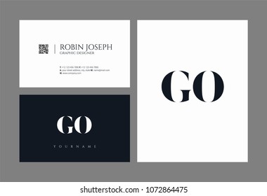 Letters G O, G & O joint logo icon with business card vector template.
