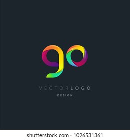 Letters G O, G & O logo, multi colour letters icon vector template.