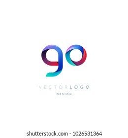 Letters G O, G & O logo, multi colour letters icon vector template.