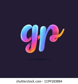 Letters G P, G & P 3D logo, multi colour gradient letters icon vector template.