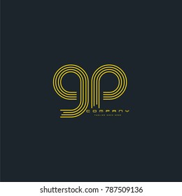 Letters G P joint line logo icon. Stroke letter vector element.
