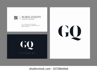 Letters G Q, G & Q joint logo icon with business card vector template.
