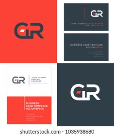 Letters G R, G & R joint logo icon with business card vector template.