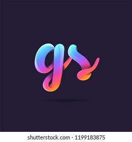 Letters G S, G & S 3D logo, multi colour gradient letters icon vector template.