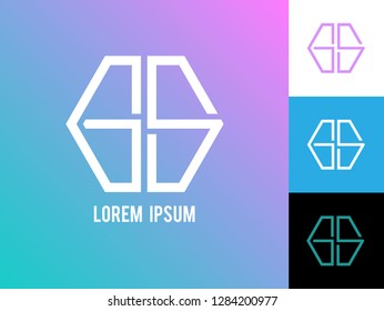 Letters G and S logo icon with business card template isolated on gradient background. Vector illustration for your startup.